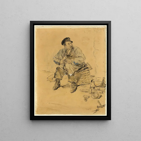 A shoemaker - Jean François Raffaëlli — framed artwork on a wall