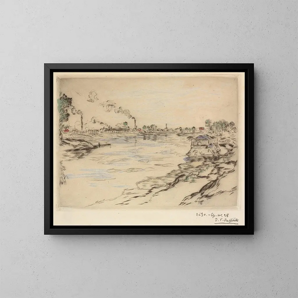La Seine à Asnières - Jean François Raffaëlli — framed artwork on a wall