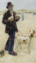 Man wandelend met honden - Jean François Raffaëlli — weergave van het kunstwerk