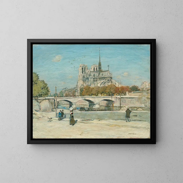 Notre-Dame view from Quai de la Tournelle - Jean François Raffaëlli — framed artwork on a wall