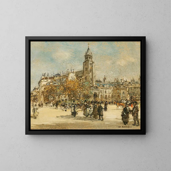 Place de Saint-Germain-des-Prés, Paris - Jean François Raffaëlli — framed artwork on a wall