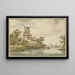 Klein rivier op de oevers waarop twee windmolens staan - Jean Georges Teissier — ingelijst kunstwerk aan de muur