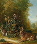 Twee hazen in een landschap - Jean Jacques Spoede — weergave van het kunstwerk