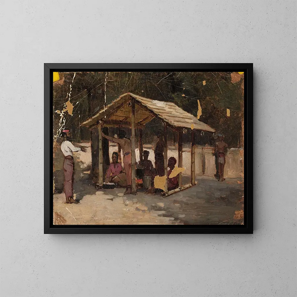 Scene in an Arab village - Jean Lulvs — framed artwork on a wall