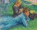 van een meisje dat op het gras ligt - Jean Peske — weergave van het kunstwerk