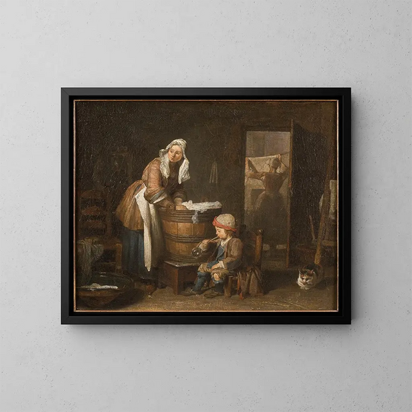 La Laveuse - Jean Siméon Chardin — ingelijst kunstwerk aan de muur