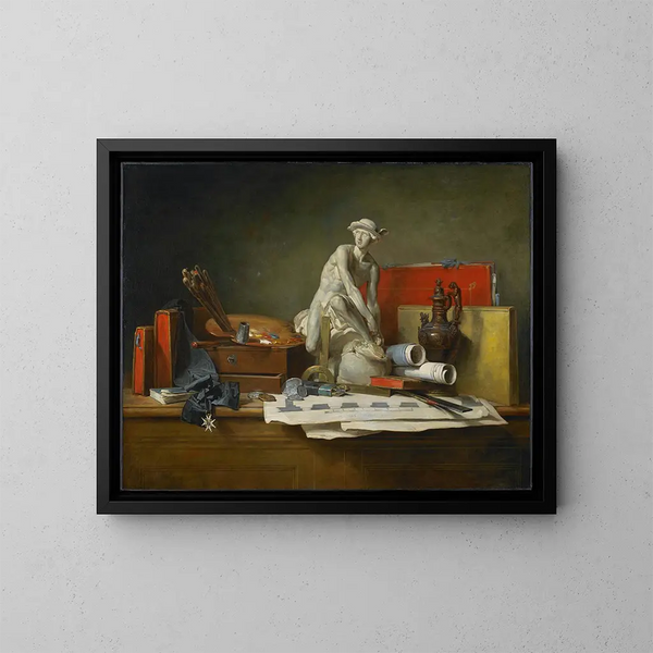 van Het attribuut van de kunsten en de beloningen die eraan worden toegekend - Jean Siméon Chardin — ingelijst kunstwerk aan de muur