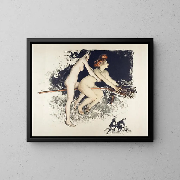 Witches - Jean Veber — framed artwork on a wall