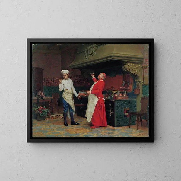 La sauce merveilleuse - Jehan Georges Vibert — framed artwork on a wall