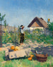 Een tuinier in een late zomertuin - Jenő Kemenyffy — weergave van het kunstwerk