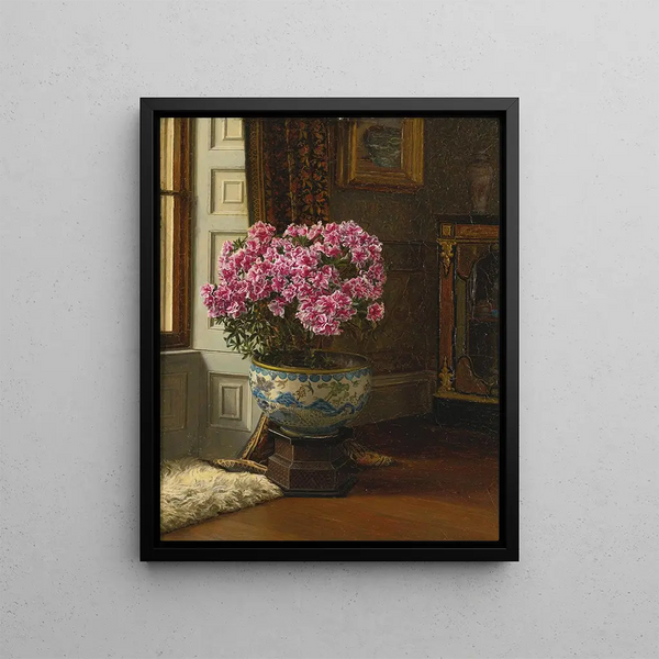 A Double Pink Azalea - Jessica Hayllar — framed artwork on a wall