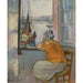 Reproductie van het schilderij van een jonge vrouw voor het open raam op Île d'Yeu - Henri Lebasque