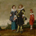 Jong stel wandelend met een page - Cirkel van Dirck Hals — weergave van het kunstwerk