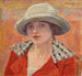 Jonge vrouw met witte hoed of studie van hoofd - Pierre Bonnard — weergave van het kunstwerk