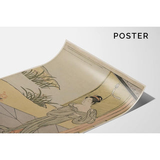 Reproduction Jeune femme regardant un pot d'œillets - Suzuki Harunobu