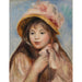 Reproductie van het schilderij Jonge vrouw met roze hoed - Pierre-Auguste Renoir