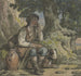 Jonge man onder een boom met een hond en een kruik - Anthony Andriessen — weergave van het kunstwerk