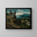 Landschapsschilderij met de Vlucht naar Egypte - Joachim Patinier — ingelijst kunstwerk aan de muur