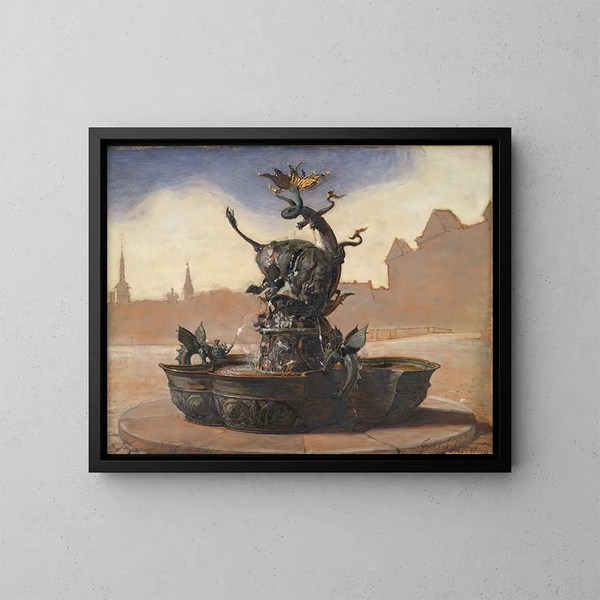 Sketch for Dragespringvandet, the dragon fountain - Joakim Skovgaard — framed artwork on a wall