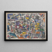 Air view painting of New York City - Joaquín Torres-García — framed artwork on a wall