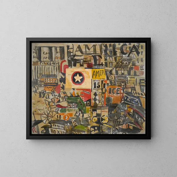 Street scene in New York - Joaquín Torres-García — framed artwork on a wall