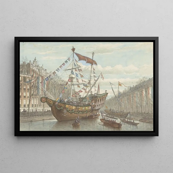 Decorations on the Herengracht during the April 1887 festivities - Johan Adolph Rust — framed artwork on a wall