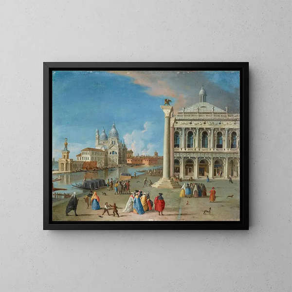 La Piazzetta met Santa Maria della Salute aan de overkant van Venetië - Johan Anton Richter — ingelijst kunstwerk aan de muur