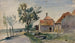Een stromende beek tussen huizen en weg - Johan Barthold Jongkind — weergave van het kunstwerk