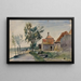Een stromende beek tussen huizen en weg - Johan Barthold Jongkind — ingelijst kunstwerk aan de muur