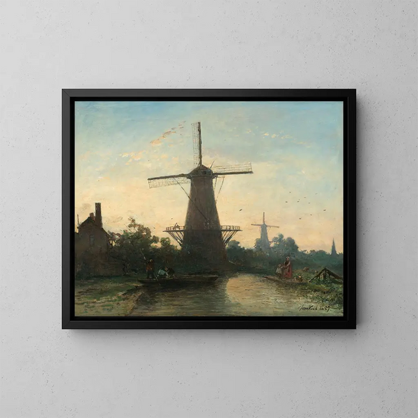 Molen bij Rotterdam - Johan Barthold Jongkind — ingelijst kunstwerk aan de muur