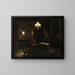 Binnenkant met twee vrouwen bij de olielamp - Johan Christopher Schlichtkrull — ingelijst kunstwerk aan de muur