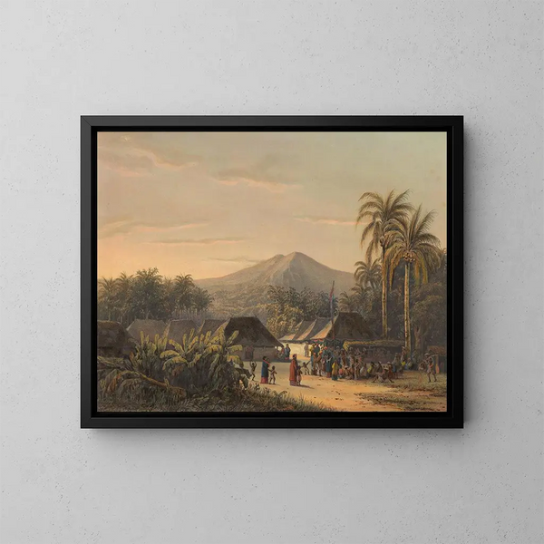 Village festival near the Ardjoeno mountain - Johan Conrad Greive — framed artwork on a wall