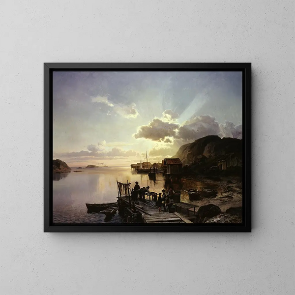 Vissersdorp in Bohuslän - Johan Edvard Bergh — ingelijst kunstwerk aan de muur