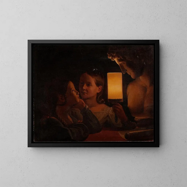 Deux enfants illuminant un buste sculpté - Johan Gustaf Sandberg — framed artwork on a wall