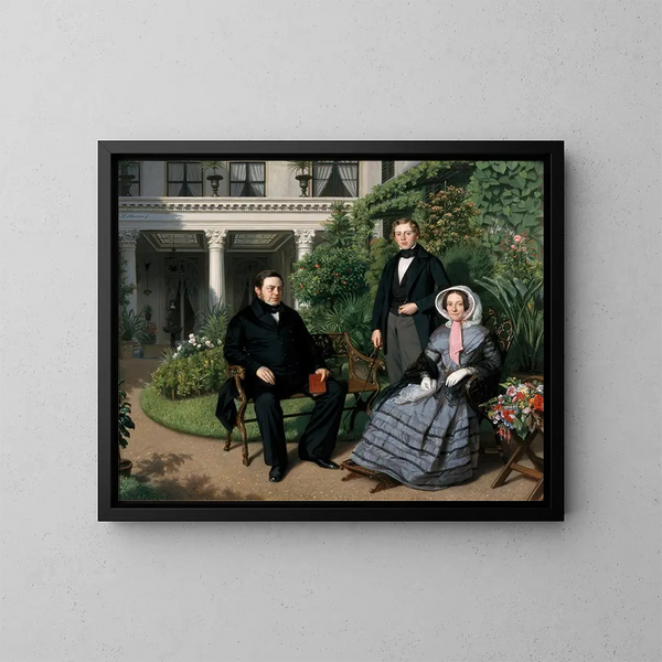 Portrait of the Metelerkamp family - Johan Heinrich Neuman — framed artwork on a wall