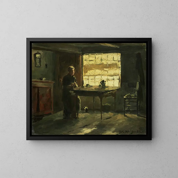 Interior of a peasant - Johan Hendrik Weissenbruch — framed artwork on a wall
