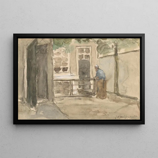 Johan Hendrik Weissenbruch - Gezicht op een binnenplaats vanuit het atelier van de kunstenaar in de Kazernestraat te Den Haag.webp