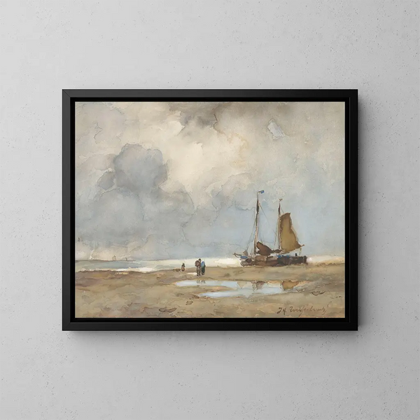 View of the Beach - Johan Hendrik Weissenbruch — framed artwork on a wall
