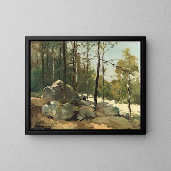 a wooded view near Barbizon - Johan Hendrik Weissenbruch — framed artwork on a wall