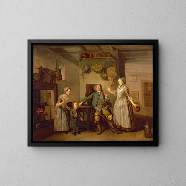 David Garrick and Mary Bradshaw in The Farmer's Return - Johan Joseph Zoffany — framed artwork on a wall