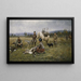 Sami schilderij met verzamelde rendieren die zijn gedood - Johan Tirn — ingelijst kunstwerk aan de muur