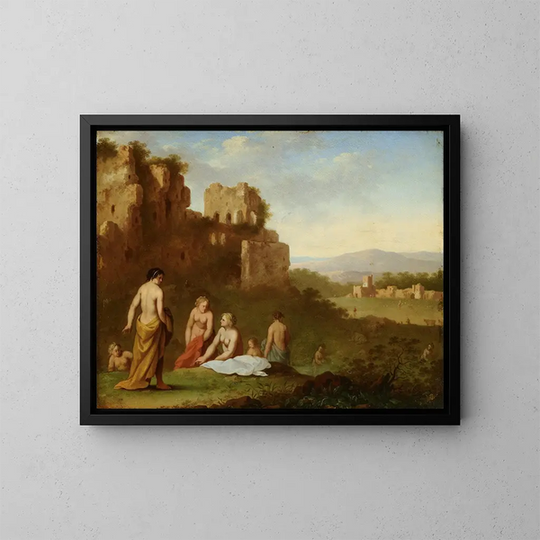 Nymph bathing - Johan van Haensbergen — framed artwork on a wall
