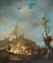 Een glooiend landschap met reizigers - Johann Alexander Thiele — weergave van het kunstwerk