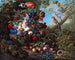 Grote bloemenstilleven met vogels - Johann Baptist Drechsler — weergave van het kunstwerk