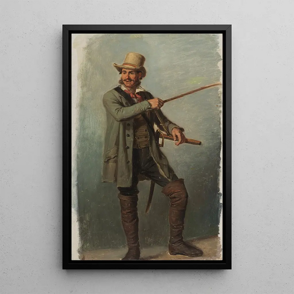 Johann Baptist Kirner - Badischer Freischrler in Schaftstiefeln mit Degen und Gewehr.webp