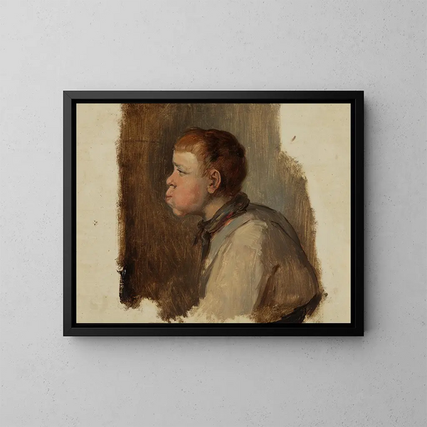 Portrait of a Young Boy - Johann Baptist Kirner — framed artwork on a wall