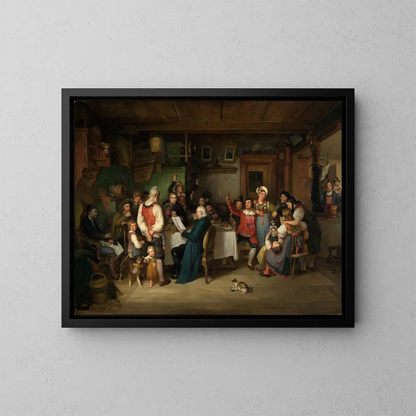 La remise des prix du club agricole dans une ferme hotzenwlder - Johann Baptist Kirner — framed artwork on a wall