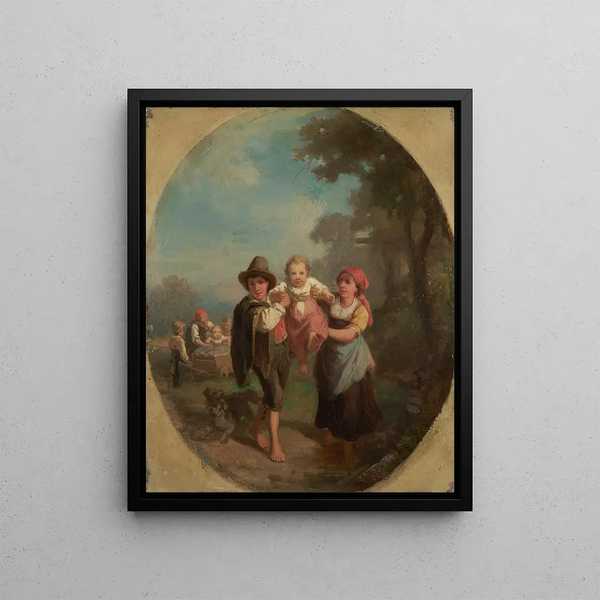 Johann Baptist Kirner - Italian children at play with dog.webp