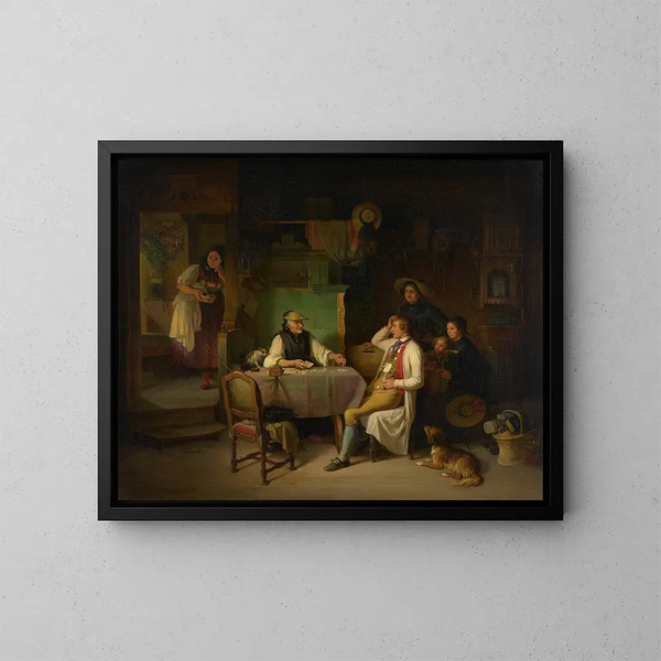 La diseuse de bonne aventure - Johann Baptist Kirner — framed artwork on a wall