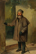 van een bebaarde man in winterkleding met linkerarm omhoog - Johann Baptist Kirner — weergave van het kunstwerk